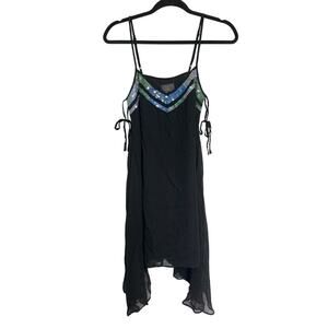 PJK Patterson J. Kincaid Black Beaded A-Symmetrical Trans Charles Dress Size XS